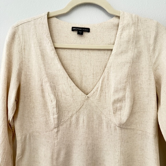 James Perse Oatmeal colored Textured Woven Midi Dress sz 1 Small - Picture 2 of 11